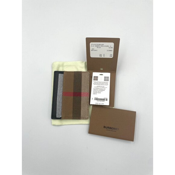 Burberry Sandon Check Canvas & Leather Card Case Black - Picture 9 of 10